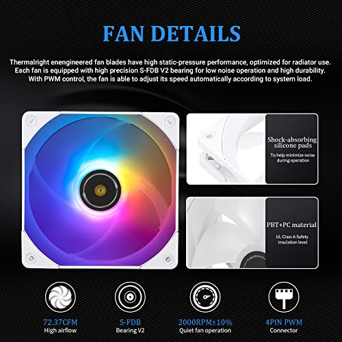Thermalright Frozen Notte 240 WHITE ARGB V2 Water Cooling CPU Cooler, 240 White CPU Cooler Specifications, 2 PWM Fans - Image 4