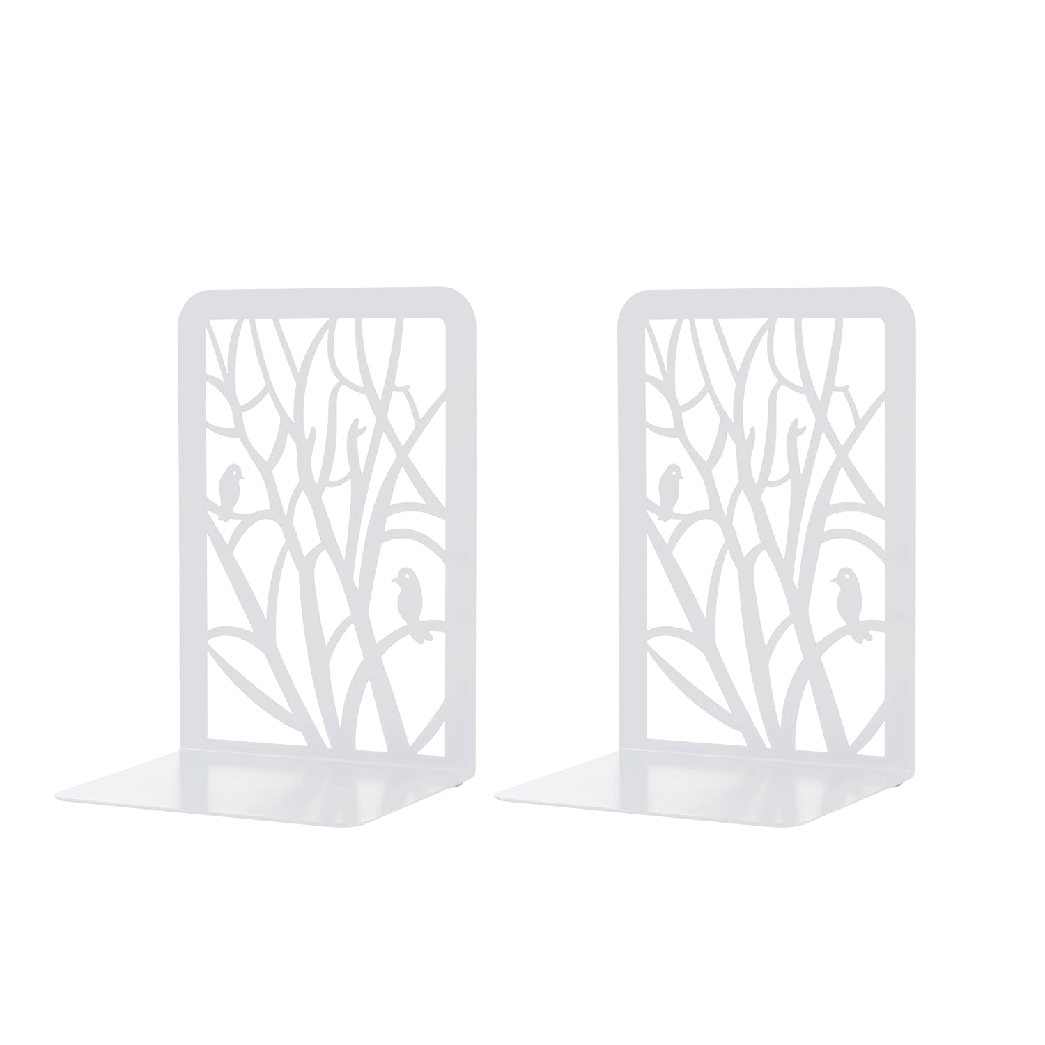 MSDADA 1 par de Sujetalibros de Metal para Niños, Caja Organizadora de DVD Estantería Invisible, Oficina, Escuela, Decoración del Hogar, Regalo del día del Niño (Blanco)