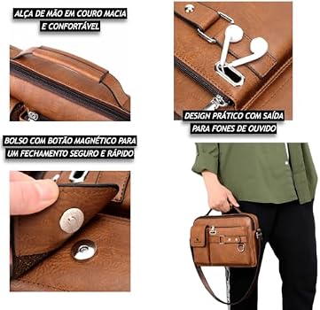 TOKSHOP Maleta Executiva Masculina Transversal em Couro PU