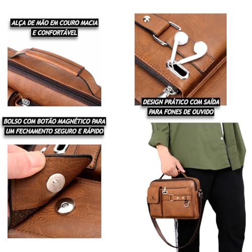 TOKSHOP Maleta Executiva Masculina Transversal em Couro PU Resistente Bolsa Social Carteiro Mensagei