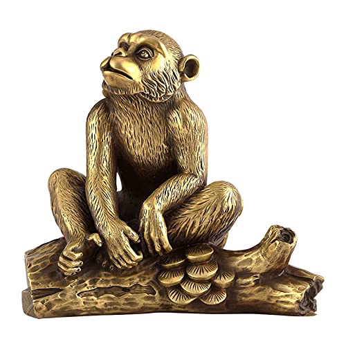 Statue Singe du zodiaque chinois en laiton véritable avec exécution exquise