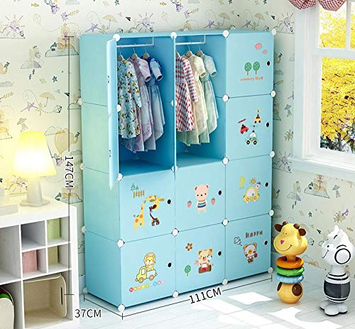 Armario infantil azul de 12 puertas ideal para organizar juguetes en el dormitorio 2