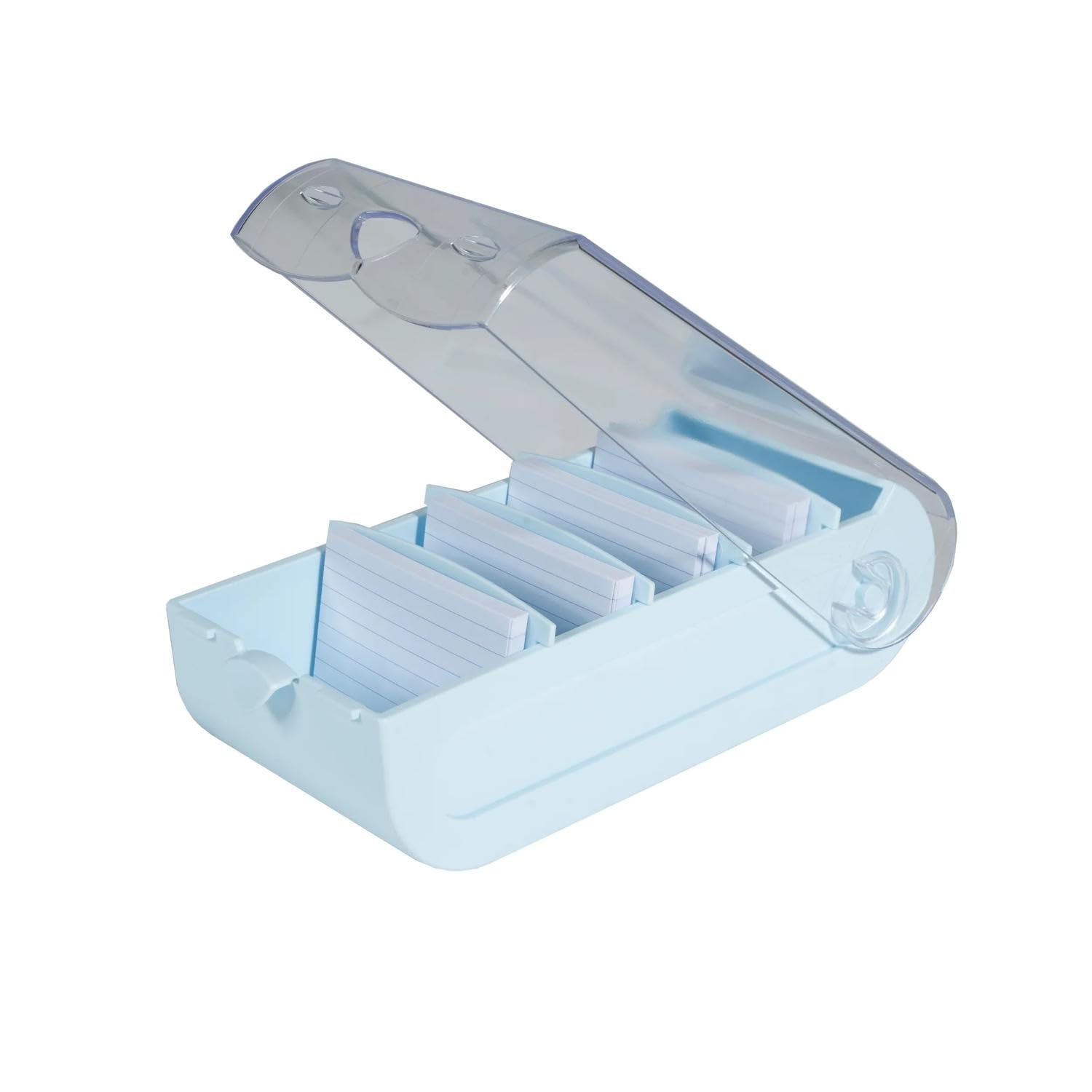 Exacompta - Kartonbox mit 100 Blanko-Karten A8 und 4 Trennblättern - Kapazität bis zu 650 Karten im A8-Format - Pastellfarben sortiert - Originelle BunnyBox-Form mit Schiebedeckel