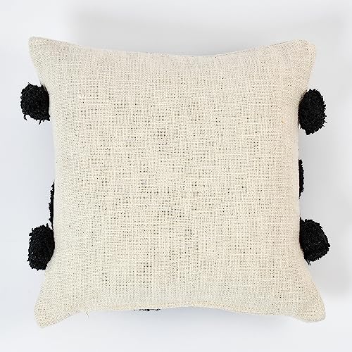 Image of TIB Premium Boho Decorative Throw Cushion Covers, 16 x 16 cm, Set of 2, Cotton. (Circle Black)-230 TC