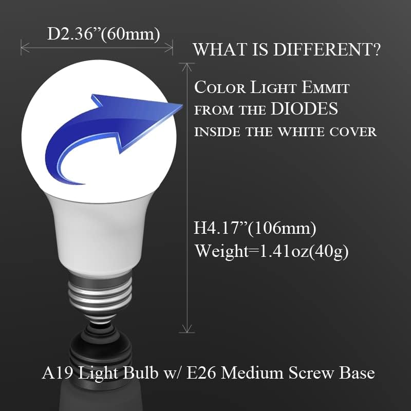 AmeriLuck Colored A19 LED Light Bulb, Deep Cobalt Blue with Black Light Effect, 7W (60W Equivalent), E26 Medium Scew Base, Waterproof for Outdoor Use