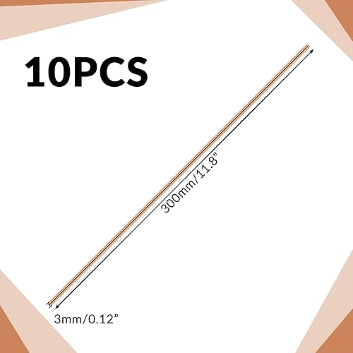 Miniatura 21 de Therwen 5 barras redondas de cobre puro de 11.8 pulgadas de longitud, de metal sólido, barra de torno de cobre sólido para manualidades