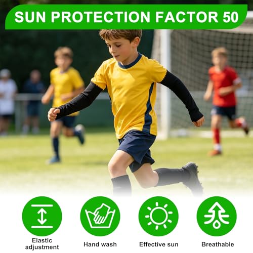 SRLWMYI Volleyball armschoner kinder 4 Paare, Arm Sleeve Kinder Ärmel Schutz UV Armstrümpfe für Basketball Volleyball Fußball Sport Mädchen Jungen, Atmungsaktiv Elastisch, Handball Zubehör