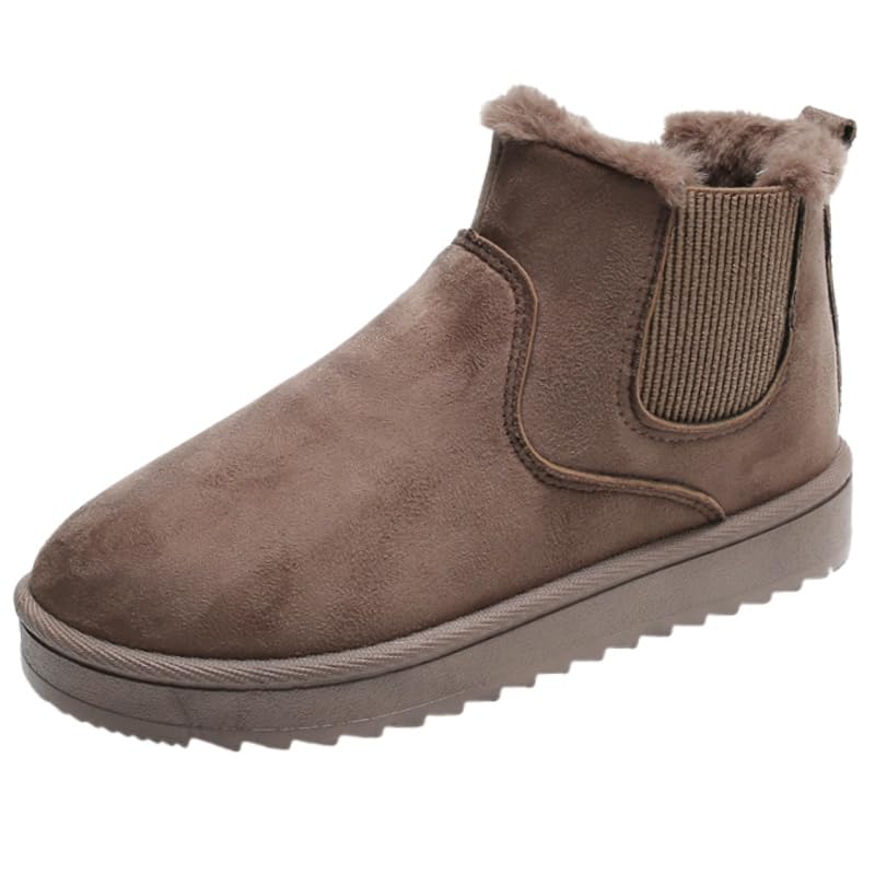 Womens Plus-size Snow Boots - Winter Warm Cotton Shoes Solid Color and Simple Design Suitable for Winter Outfits