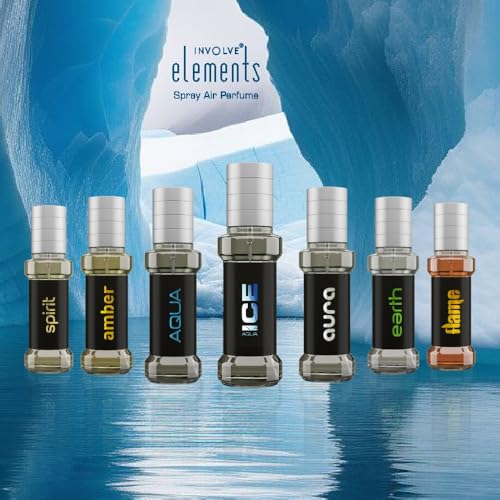 Image of INVOLVE Elements Aqua Ice Spray Air Perfume - Pack of 2 | Fine Fragrance Scent Air Freshener - IELE07-30ml | Car fresheners | Car accessories 2026| Long lasting fragrance | Car perfume