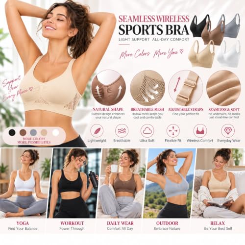 Push Up Sports Bra White 2Xl Soft Support Breathable Mesh Sport Bra - image 2