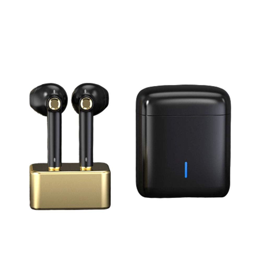 JOASIS Écouteurs intra-auriculaires sans fil Bluetooth 5.0 avec micro antibruit, contrôle tactile, écouteurs stéréo TWS Bass avec étui de chargement sans fil