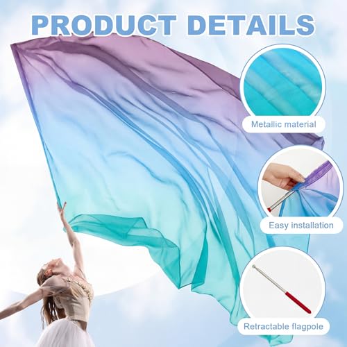 Image of Jecery 2 Pack Praise Dance Worship Flags, 35''x 55'', Green Blue Purple