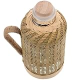 SOIMISS Botella Térmica Retro de 13 L Funda de Bambú Tejida Azul Claro Interior de Vidrio Blanco Hervidor Aislante para Hogar y Oficina Conservación de Calor Diseño Ecológico y