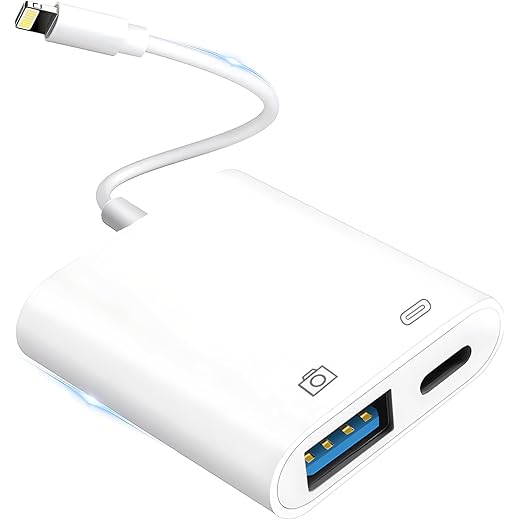 KikoSaka Lightning Camera Adapter with Charging Port - USB 3