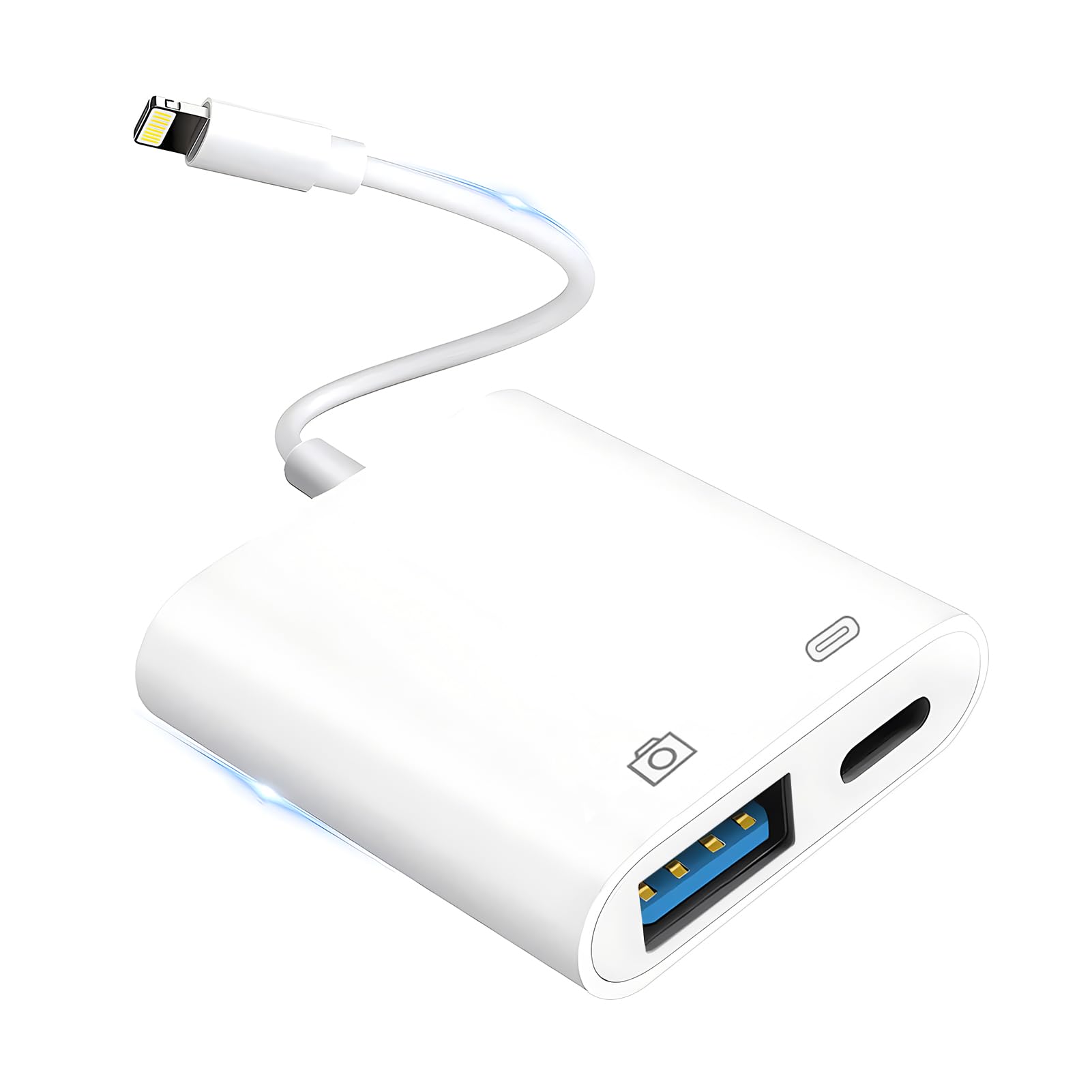 Lightning to USB Camera Adapter for iPhone with Lightning Charging Port USB 3.0 Female OTG Cable Keyboard Mouse No Support USB C, SSD
