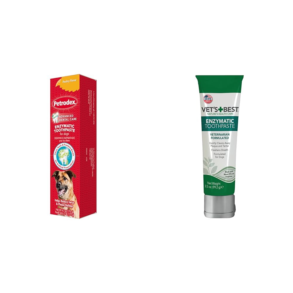 Petrodex Toothpaste for Dogs and Puppies, Cleans Teeth and Fights Bad Breath & Vet’s Best Enzymatic Dog Toothpaste | Teeth Cleaning and Fresh Breath Dental Care Gel