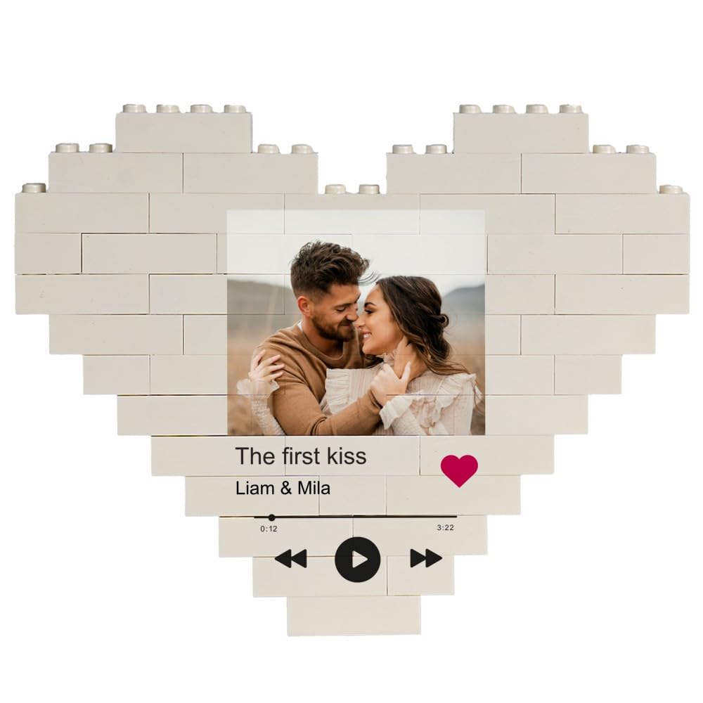 Wanapix | Puzzle Block Cuore Personalizzato | Regalo San Valentino | 47 Pezzi | Canzone