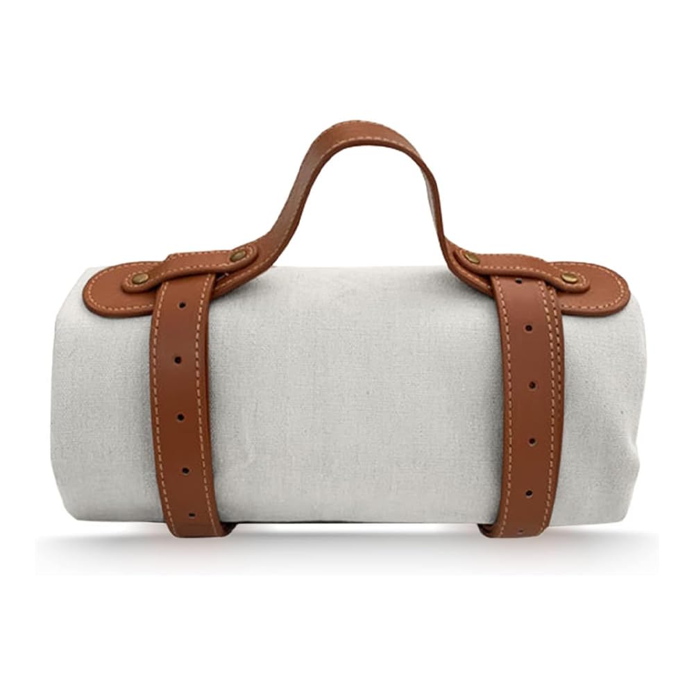 X spring Foldable Picnic Blanket, 150x200cm Ground Mat Beach Blanket Travel Picnic Mat, Picnic Blanket with Leather Handle, Summer Picnic Blanket Family Picnic Mat for Beach, Park, Camping (Beige)