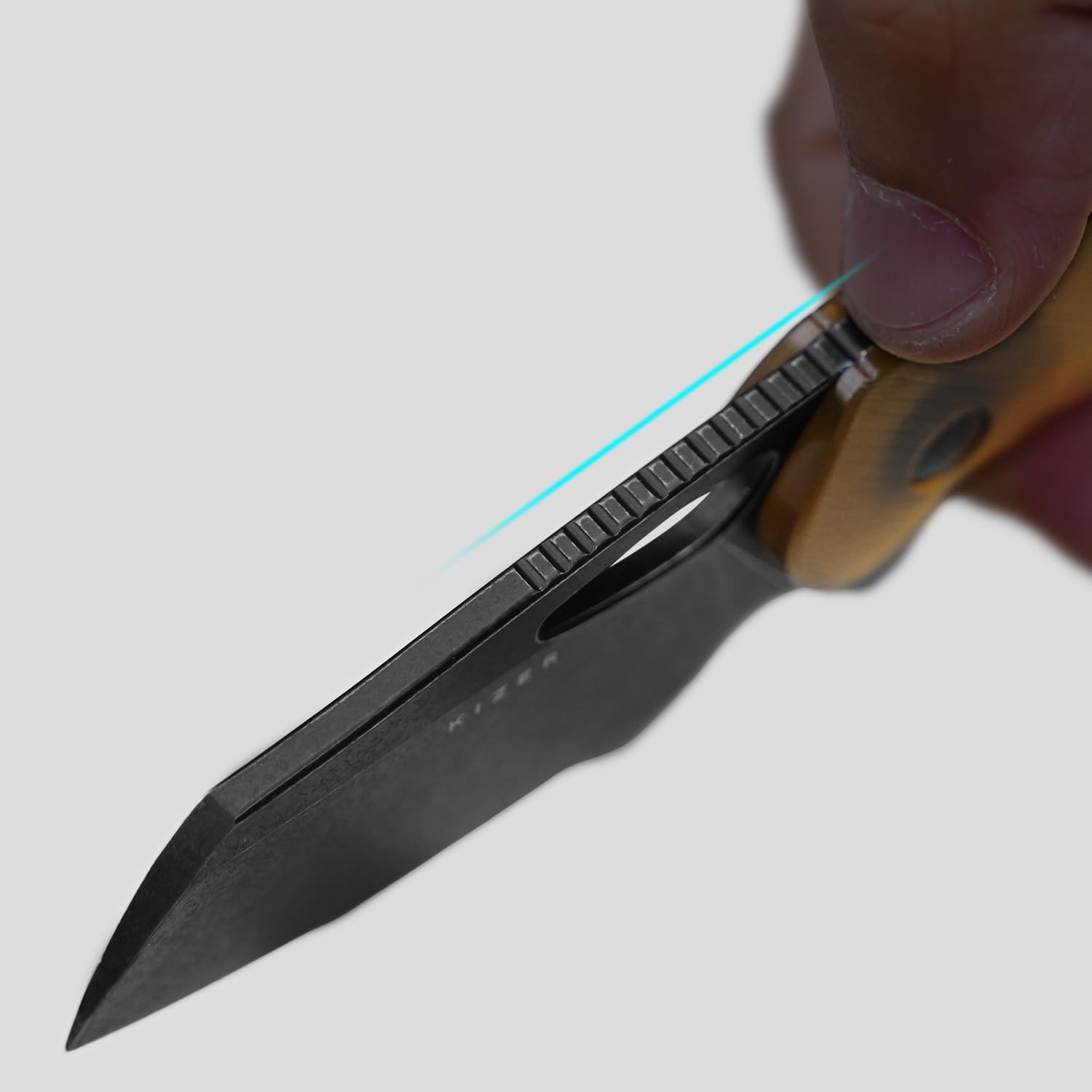 Kizer Hornet Fixed Blade Knife, 2.52" 14C28N Blade with Black PVD Stonewash, Translucent Yellow PEI Handle, Compact EDC Camping Knife with Sheath, Small Survival Knives, 1074A1