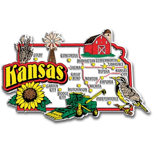 Imán de estado Jumbo Kansas, 4.4" x 2.8"
