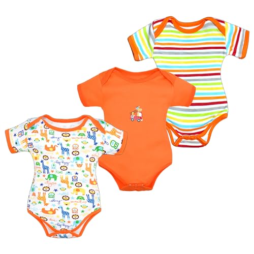 Image of VParents Rompers for New Born Baby Girl & Boy (Pack of 3), 100% Cotton Half Sleeve Romper /Bodysuit /Jumpsuit /Onesies /Sleepsuit For Infants & Toddlers, Comfortable Daily Wear Clothes For Babies