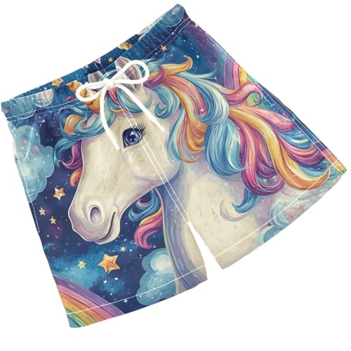 Pigsaly Boys Swim Trunks Colorful Happy Unicorns Boys Board Shorts Swimsuit Swimwear Summer Bathing Suit S