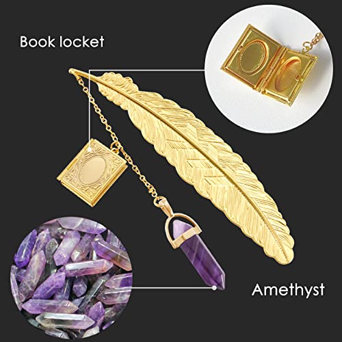 Yasest Metal Bookmark Set - 4 Pieces Vintage Feather Metal Bookmark With Butterfly Crystal Pendant, Teacher Appreciation Gift, Gifts For Women Girls Readers Book Lovers, Mothers Day Valentines Gift #TOP1