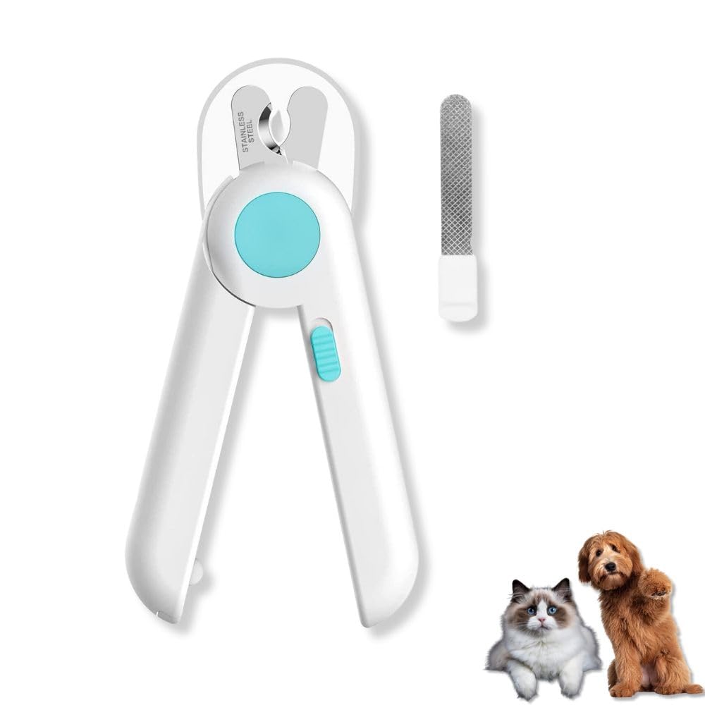 Roger Pet Professional Cat Nail Clipper and Dog Nail Clippers, Pet Best Nail Clippers, Nail Trimmers and Nail File for Claw Care - Pet Supplies with LED Light for Avoiding Over-Cutting.