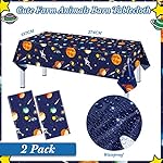 Outer Space Birthday Party Supplies Serve 24 Space Party Tableware Set, Happy Birthday Banner Solar System Tablecloth Paper Plates Cups Napkins Knives Forks Spoons for Solar Theme Activities Decor - Image 4