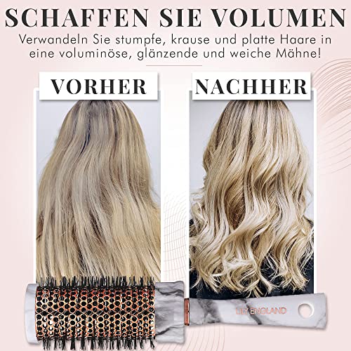 Foto von Lily England Keramik Rundbürste Groß, 44/55mm Haarbürste & Rundhaarbürste zum schnellen & schonenden Föhnen & Glätten für kurze & lange Haare