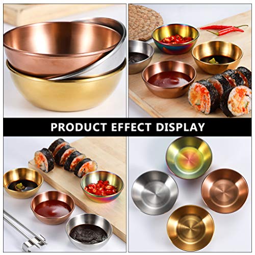 Doitool 4Pcs Stainless Steel Sauce Dishes Round Sushi Dipping Bowls,Sushi Dipping Sauce Dishes Seasoning Dish Saucer Bowl Mini Appetizer Plate (Rose Gold,3.14X3.14X0.98Inch) #TOP1