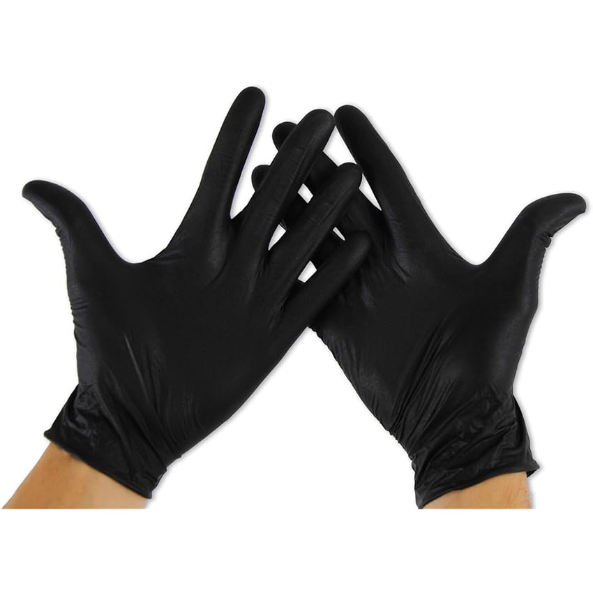 KMINA Guanti Nitrile Monouso, Neri, Senza Polvere, Senza Latex (100, XL)