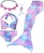 Le SSara Set 5 Pezzi Code da Sirena per Nuotare Costume da Bagno per Ragazze Code di Sirena Principessa Bikini 3-12 Anni (No Monofin) (DH48(PPur), 9-10 Anni)