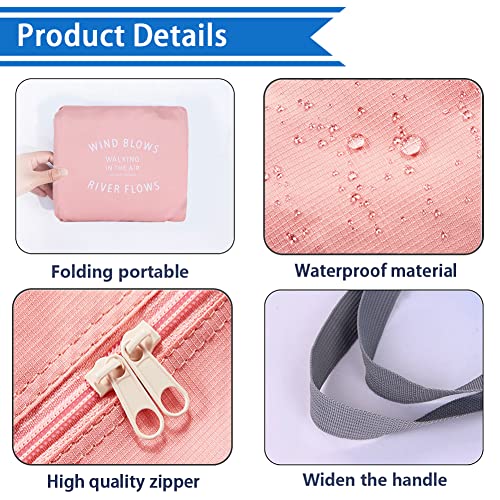 Foldable Travel Bag Luggage Storage For Sports Gym Water Resistant Nylon Canvas Duffel For Men, Women 32 Liter （Pink） #TOP5