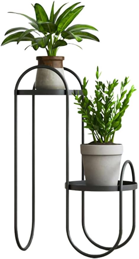 Nordic Simple Flower Stand Creative Double Layer Plant Rack Metal Flower Pot Stand Versatile Practical Plant Display Rack Multifunctional Waterproof Plant Shelf For Window Living Room Courtyard