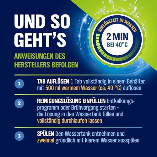 WoldoClean 3in1 Entkalkungstabletten Kaffeevollautomat & Kaffeemaschine - 65 Stück Entkalker Tabs, kompatibel mit Siemens EQ Series, DeLonghi, Jura, Philips, Miele, Bosch