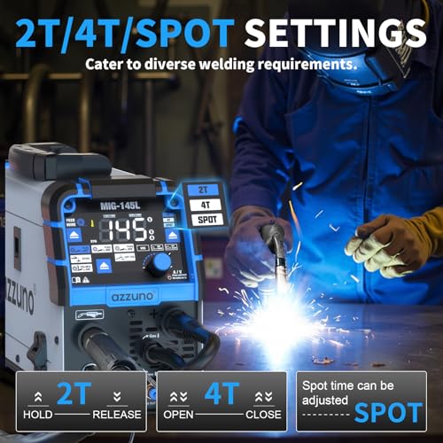 Image of AZZUNO 4 in 1 MIG Welder, 110 /220V 145A Gas /Flux MIG /Stick /Lift TIG