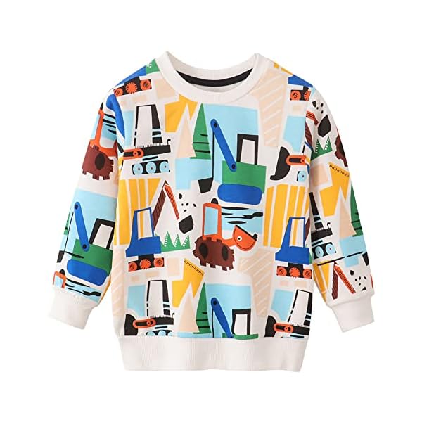 WINZIK Baby Boys Sweatshirt Outfit Toddler Kids Long Sleeve Pullover Cartoon T-Shirt Tops Spring Fall Clothes 2-7T (4-5T, 7#)