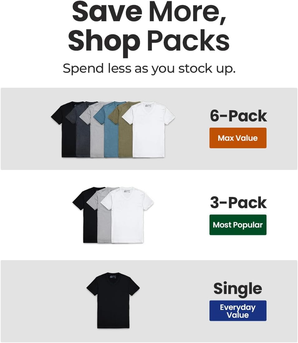 INTO THE AM Premium V Neck T Shirts for Men - Modern Fitted Tees S - 2XL Vneck Undershirts