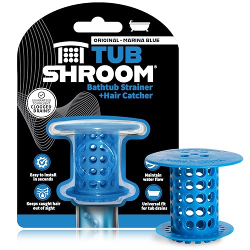 TubShroom Tub Drain Hair Catcher Strainer, Blue – Drain Protector and Hair Catcher for Bathroom Drains, Fits 1.5” – 1.75” Bathtub and Shower Tub Drains