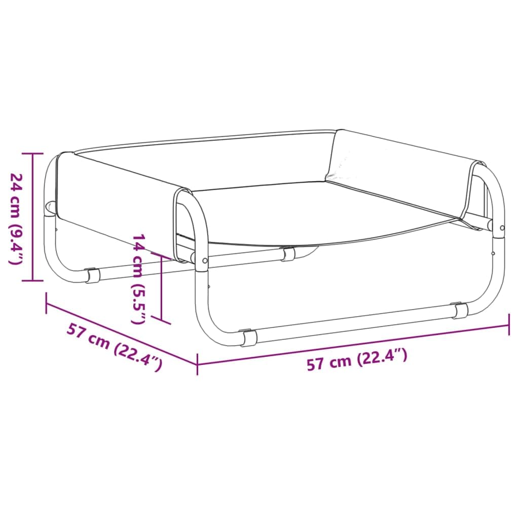 Cuccia rialzata per cani, in tessuto Oxford con telaio in acciaio verniciato a polvere, 57 x 57 x 24 cm, antiscivolo, per cuccioli, cani anziani, in soggiorno, camera da letto e all'aperto