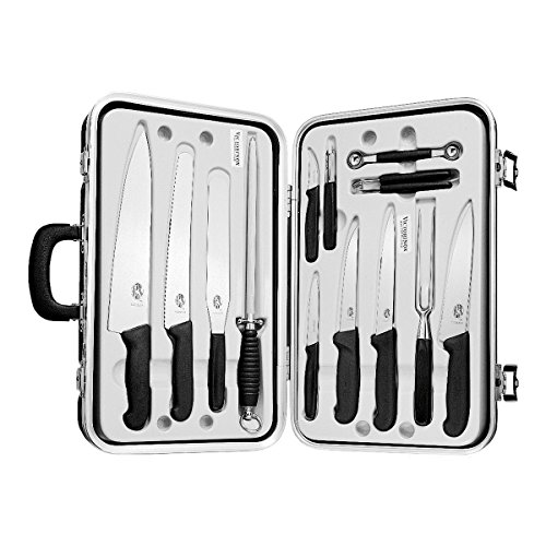 Victorinox Swiss Army Cutlery Fibrox Pro Knife Set, Attache Case, 14-Piece