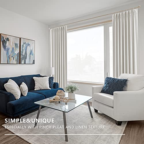 Natural Pinch Pleated Full Blackout Curtains Linen Blended Noise Reducing Window Treatment Panel 84 Inch for Living Room Bedroom Thermal Insulated Back Tab Drapes with Hooks, 2 Panel, 40" Wx84 L - Image 7