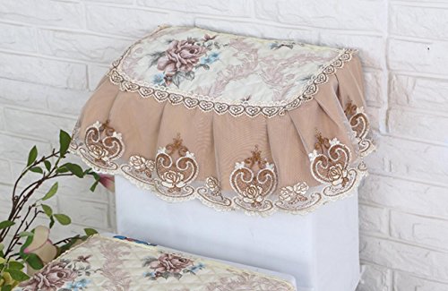 ZFF Toilettenmatten Anti-Rutsch-Matten Badezimmer dreiteiligen Reißverschluss Spitze Stoff doppelseitige WC-Sitzkissen WC-Sitzkissen (Color : A) – Bild 4