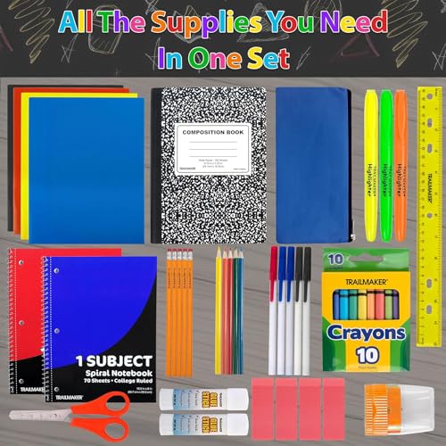 Prime 45 Piece School Supply Kit Grades K-12 - School Essentials Includes Folders Notebooks Pencils Pens and Much More! - Image 6