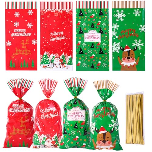Festive Candy Bags Set Of 50pcs Gift Wrapping Bag Storage Pouch Large Capacity Organsier Cace For Christmas Party Christmas Small Gifts Bags