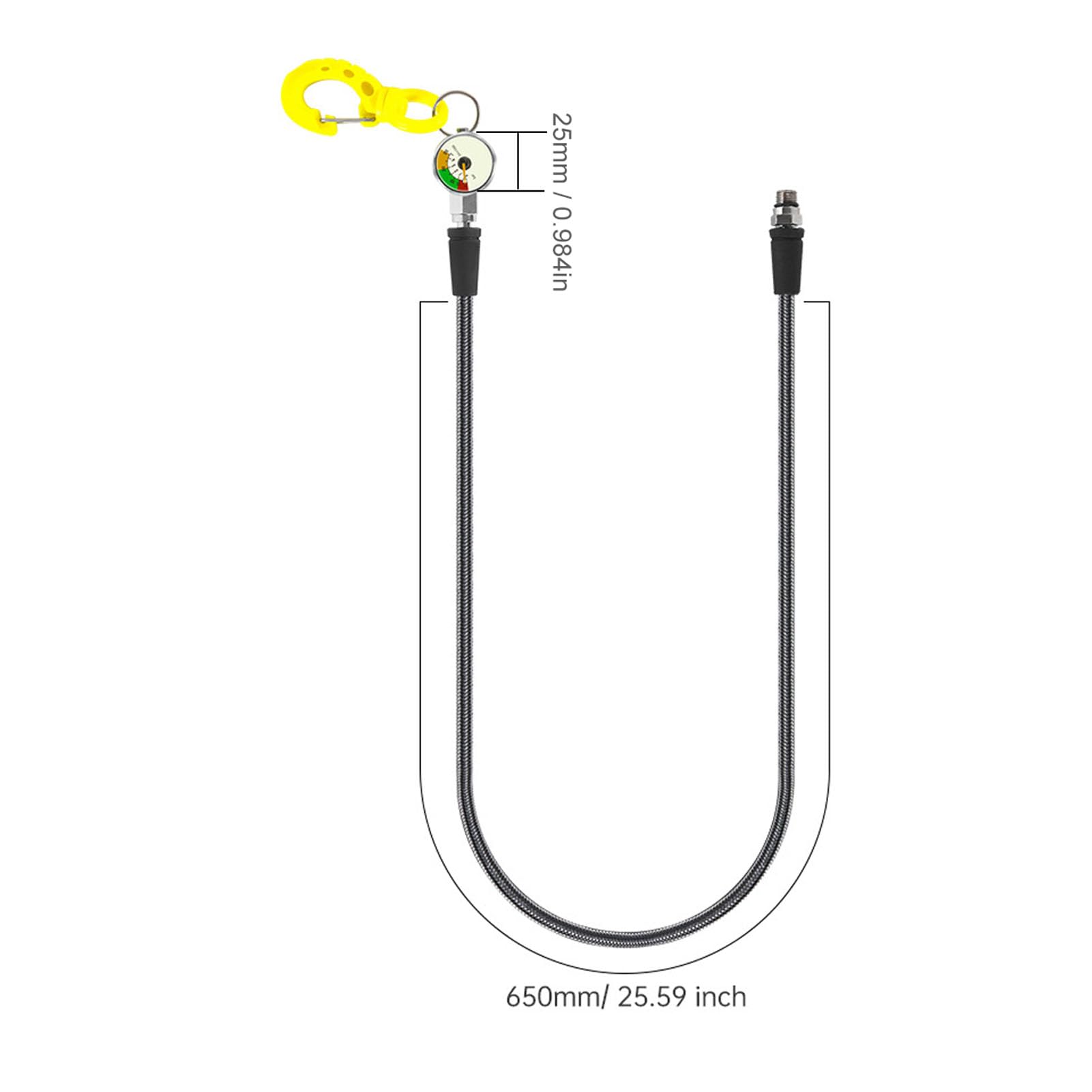 Manómetro de Buceo, Brillante en la Oscuridad, Diámetro 4 Cm, para Buceo Submarino (65CM)