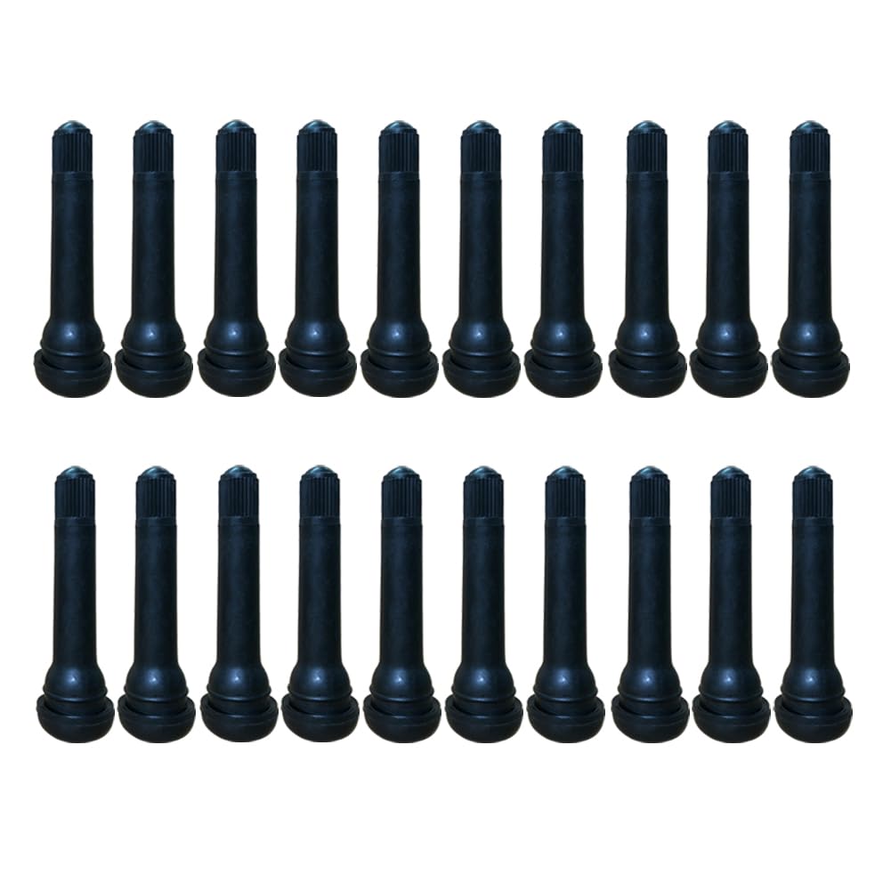 20Pcs TR418 Tubeless Valve Stems, Black Rubber Snap-in Valves Tubeless Tire Valve Stems Replacement for Tubeless 0.453 inches Rim Holes on Standard Auto Tires