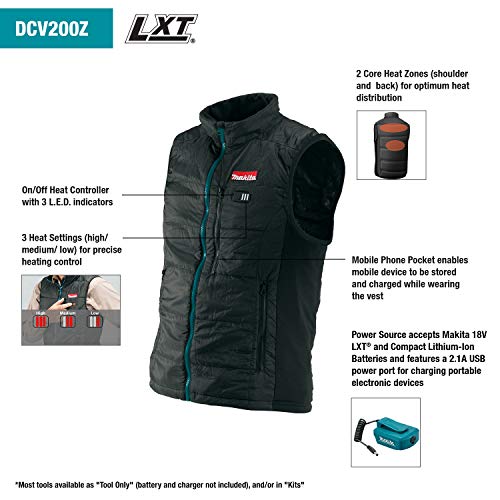 Heizweste Makita DCV200Z2XL mit Akku-Adapter, Größe XXL
