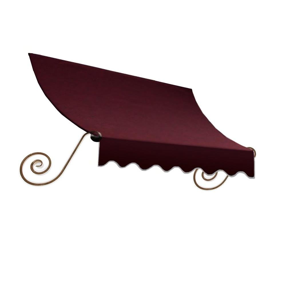 10.38 FT. Charleston Fixed Awning 124.5 in. W X 18 in. H X 36 in. D Acrylic Fabric in Burgundy by Awntech – Model CT1836-10B